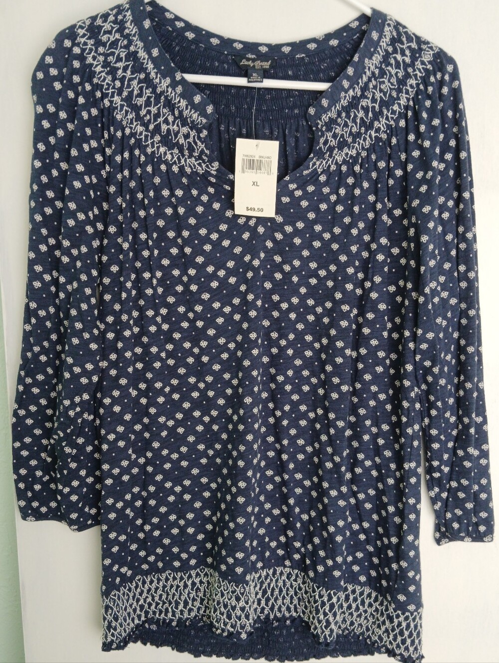 Lucky Blue Smocked Blouse